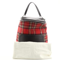 Loewe Goya Backpack Tartan Wool and Leather
