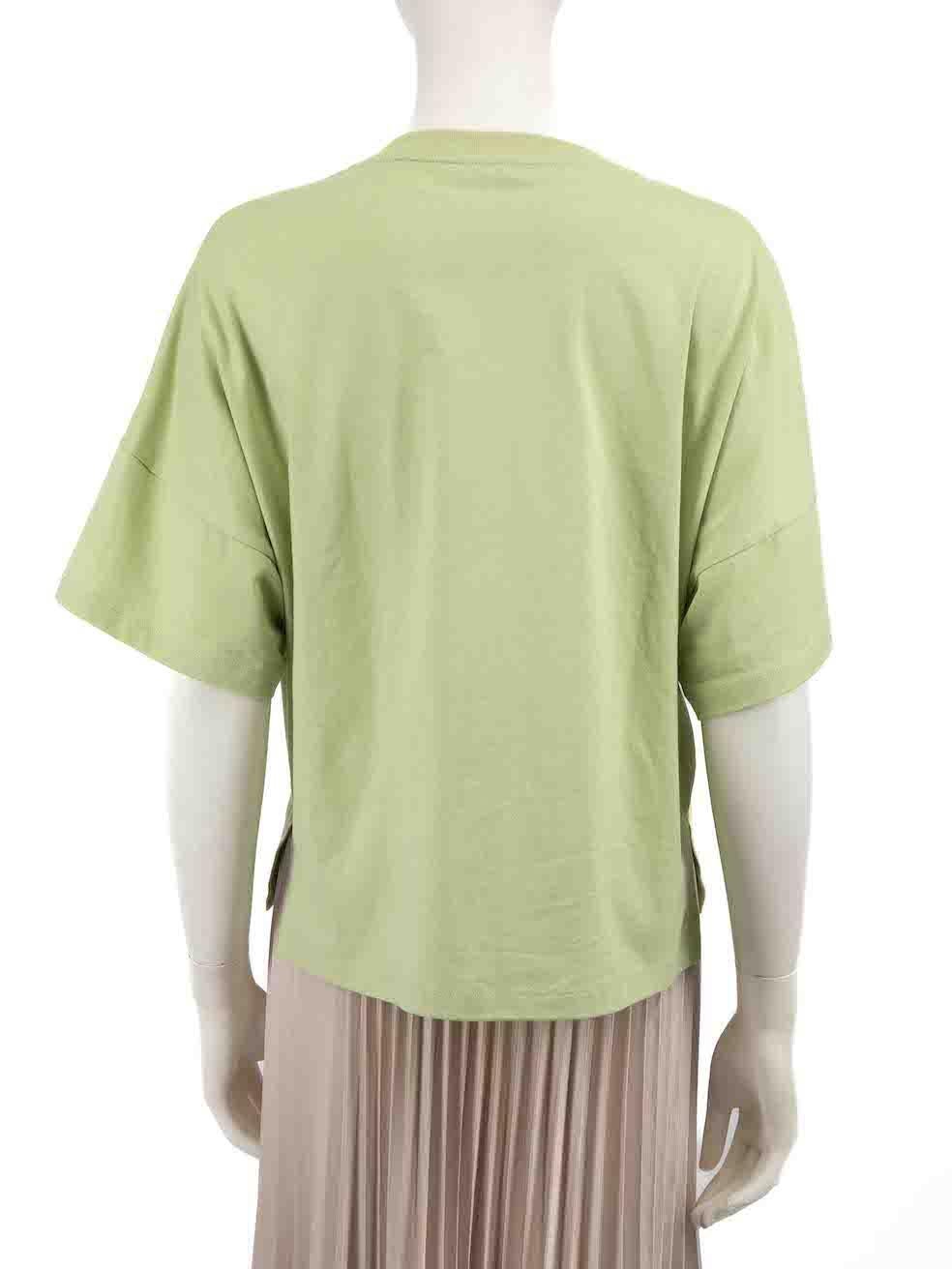 Loewe Green Anagram Embroidered Boxy T-Shirt Size XS In Good Condition For Sale In London, GB