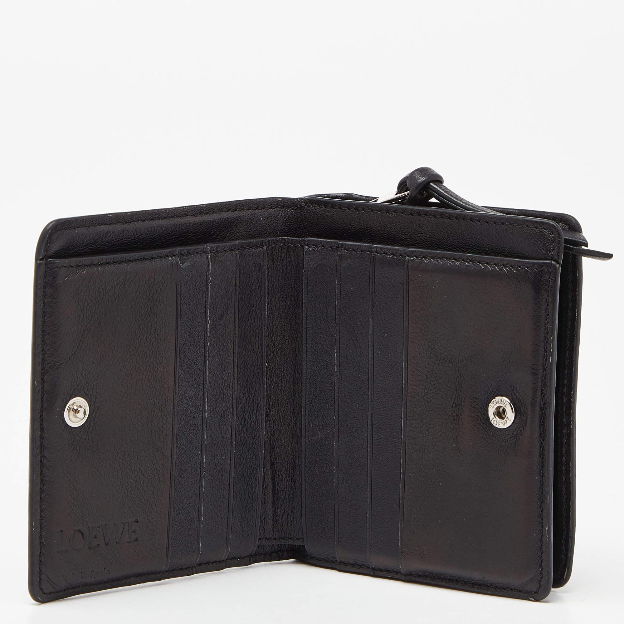 Loewe Green/Blue Leather Zip Compact Wallet 1