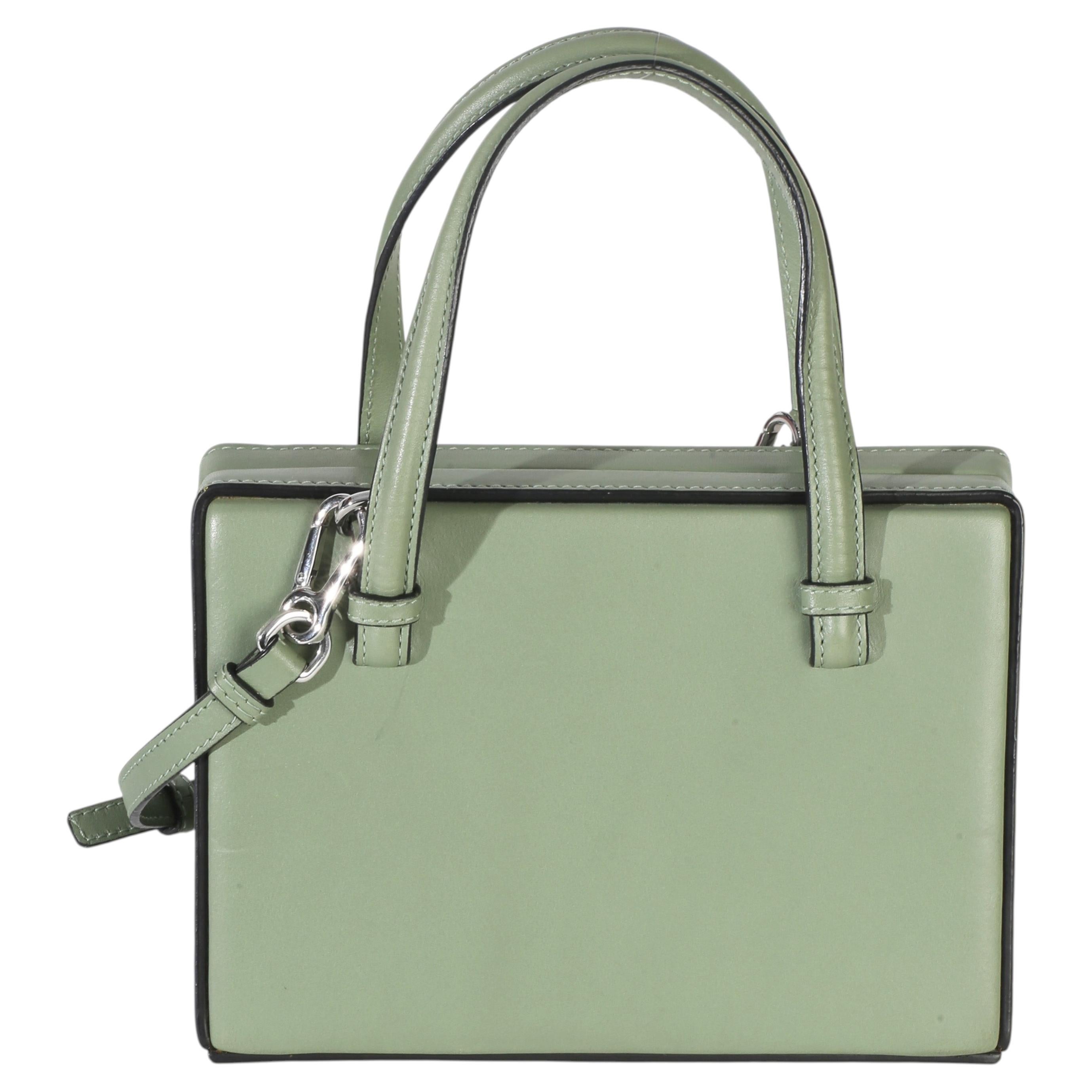 Borsa postale con manico superiore in pelle di vitello verde Loewe
