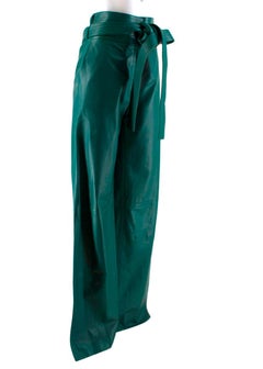 Loewe Green Leather Judo Trousers FR 36