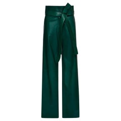 Loewe Green Leather Judo Trousers FR 36