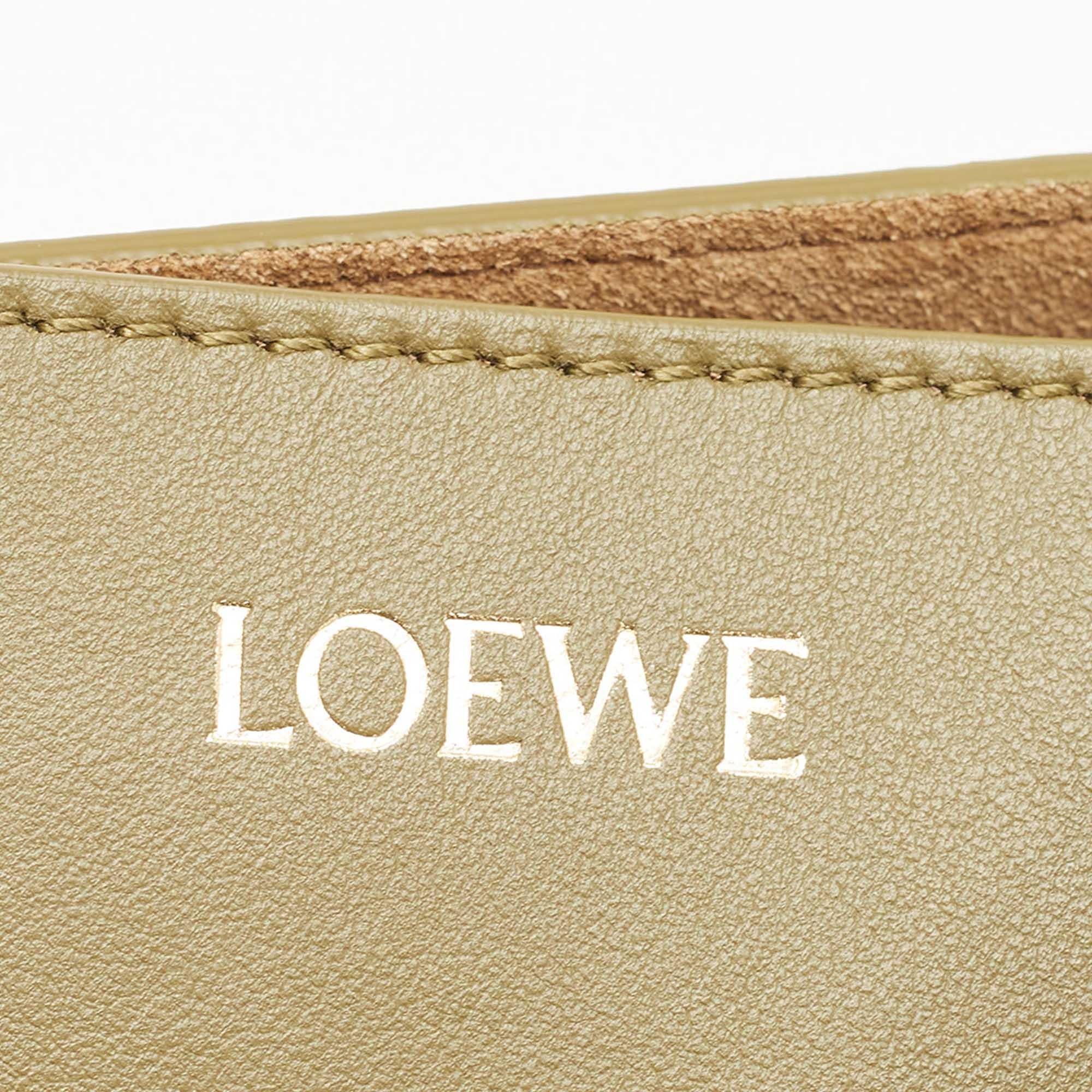 Loewe Green Leather Medium Puzzle Fold Tote 4