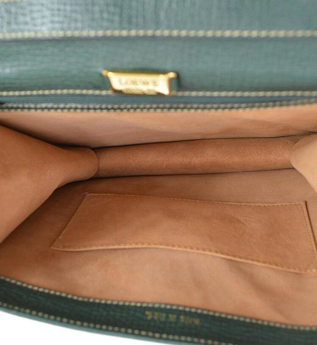 Loewe Green Leather Slip Buckle Kelly Style Top Handle Satchel Shoulder Bag 1