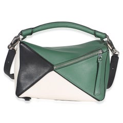 Loewe Green Multicolor Calfskin Medium Puzzle Bag