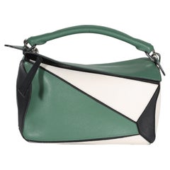 Loewe Green Multicolor Calfskin Medium Puzzle Bag
