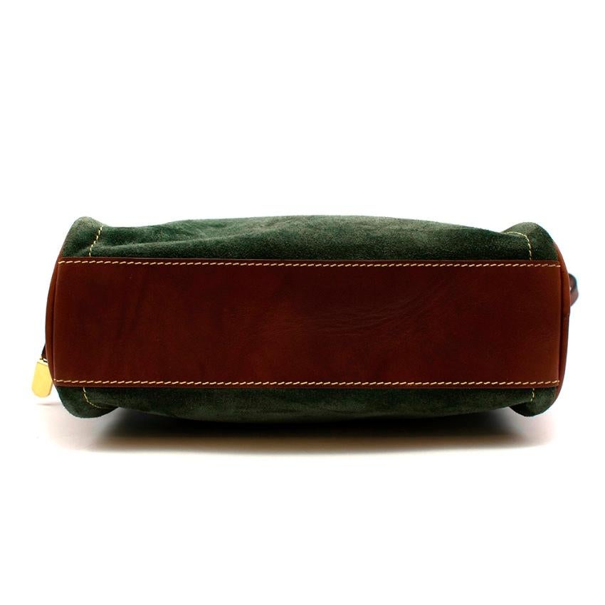 Black Loewe Green Suede Vintage Shoulder Bag