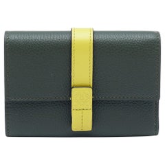 Loewe Grünes/Gelbes Leder-Brieftasche mit Dreifachverschluss