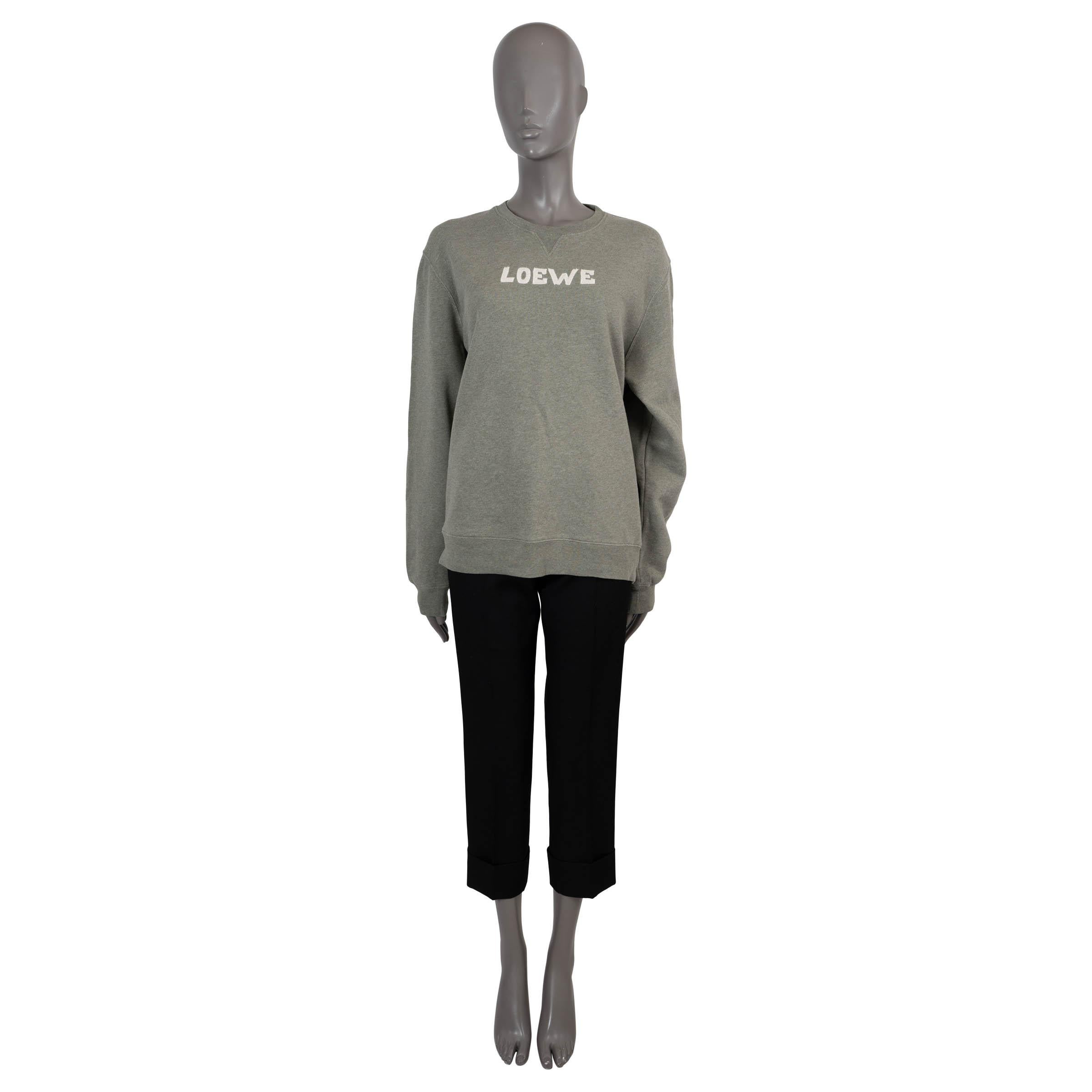 LOEWE gris verdoso algodón LOGO BORDADO Sudadera Sudadera L en Excelente estado para la venta en Zürich, CH