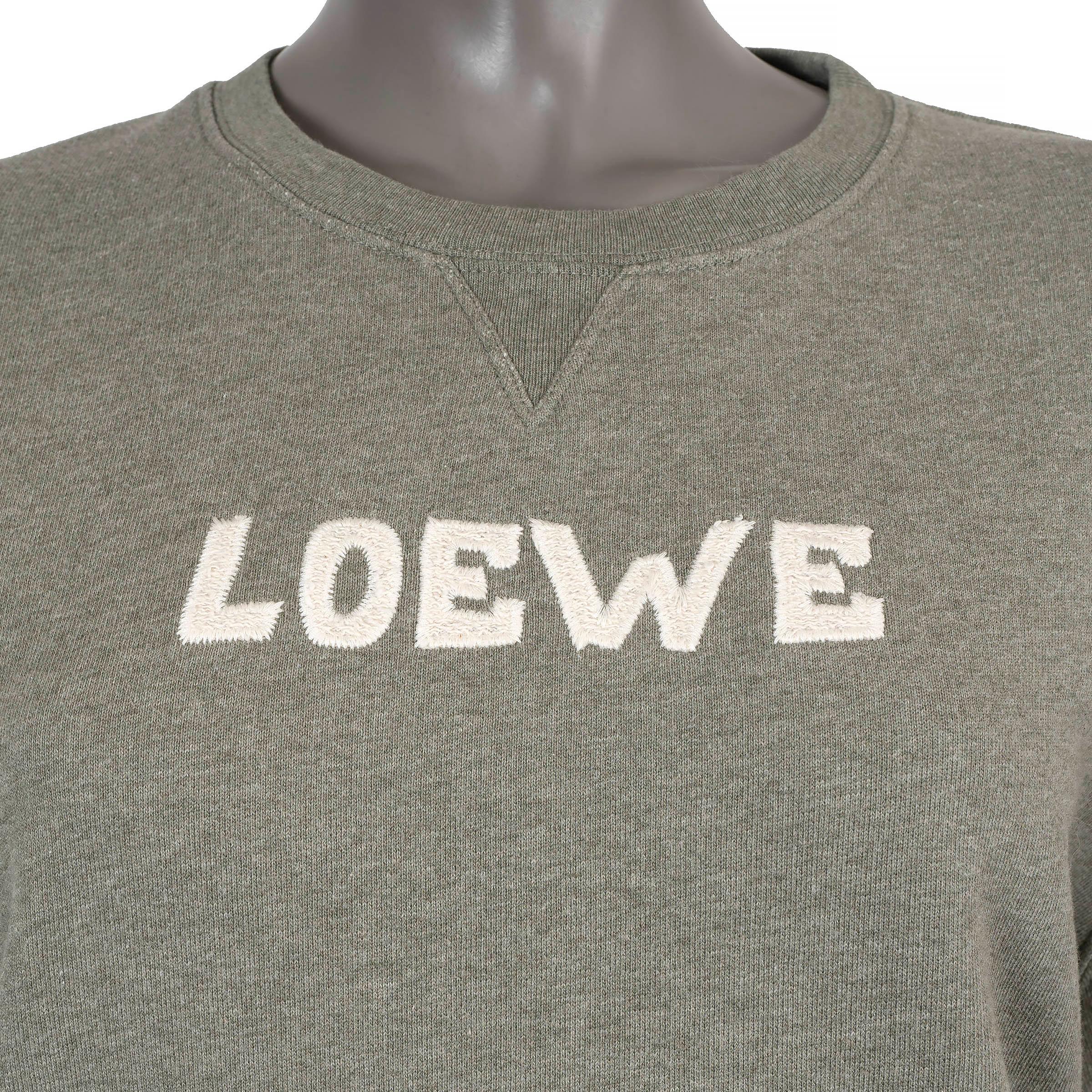 De las mujeres LOEWE gris verdoso algodón LOGO BORDADO Sudadera Sudadera L en venta