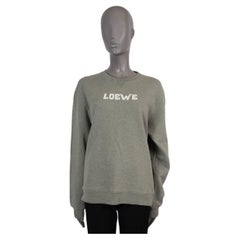 LOEWE greenish grey cotton LOGO EMBROIDERED Sweatshirt Sweater L