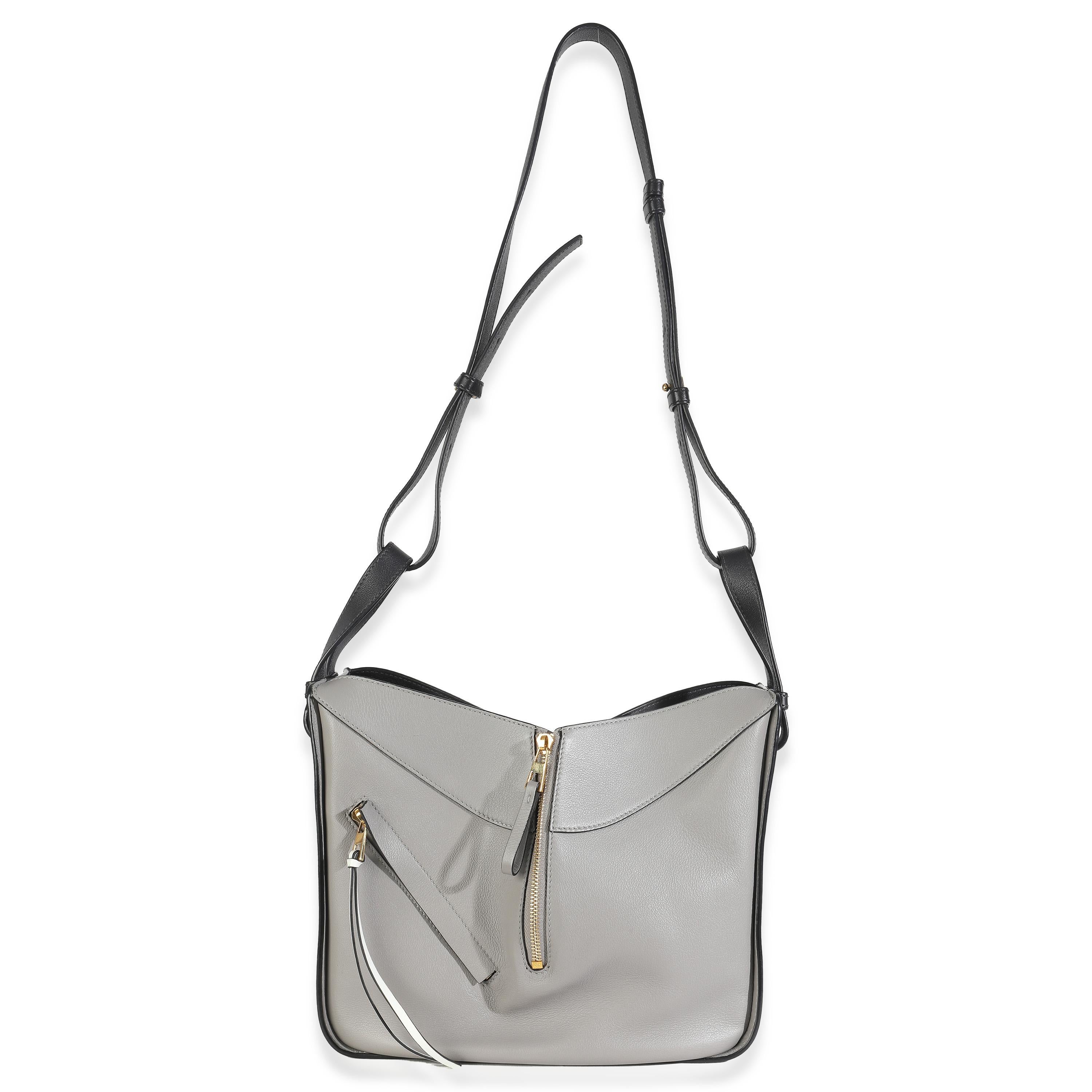Bolso mediano Hammock de piel de becerro negro gris de Loewe en venta 1
