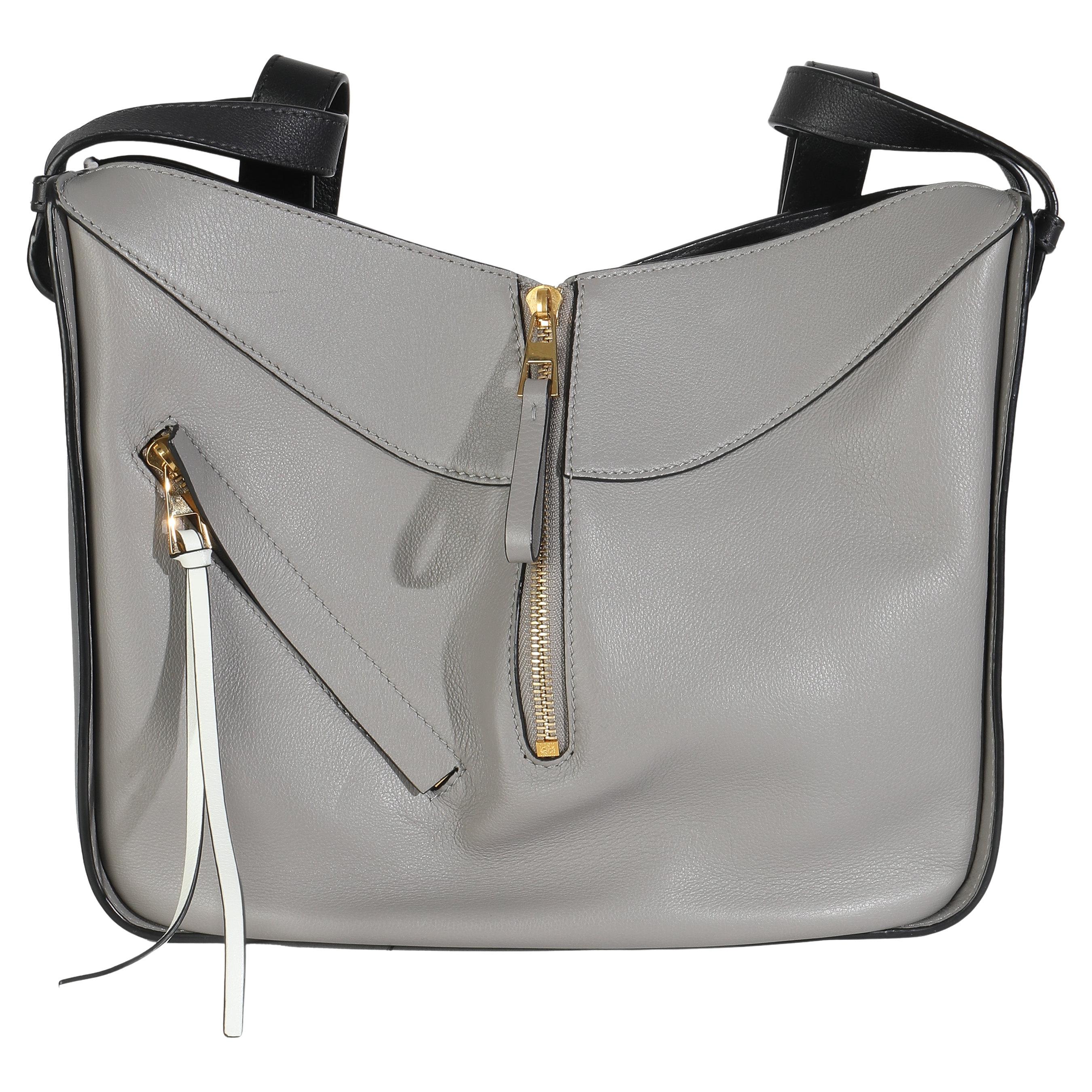 Loewe Grey Black Calfskin Medium Hammock Shoulder Bag