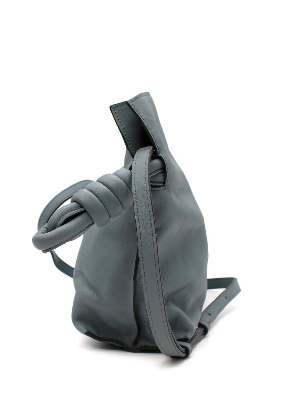 Gray Loewe Grey-Blue Leather Flamenco Knot Bag