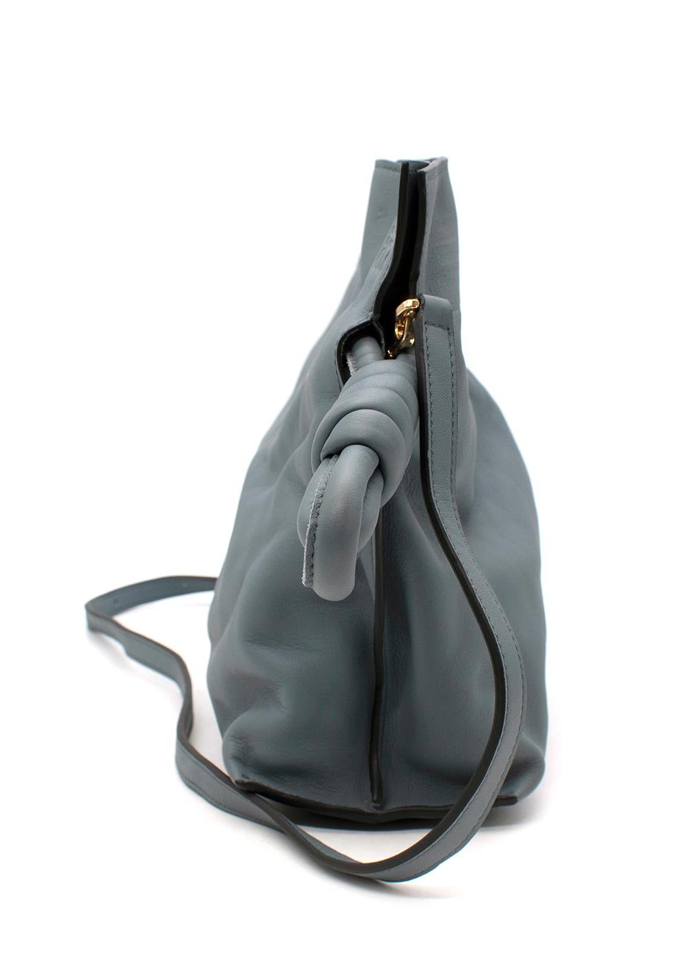 Loewe Grey-Blue Leather Flamenco Knot Bag In Excellent Condition In London, GB