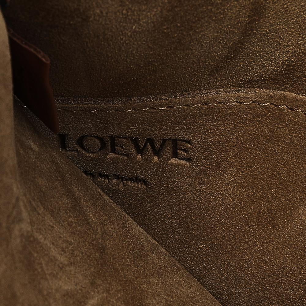 Gray Loewe Grey/Brown Leather Gate Anagram Bucket Bag