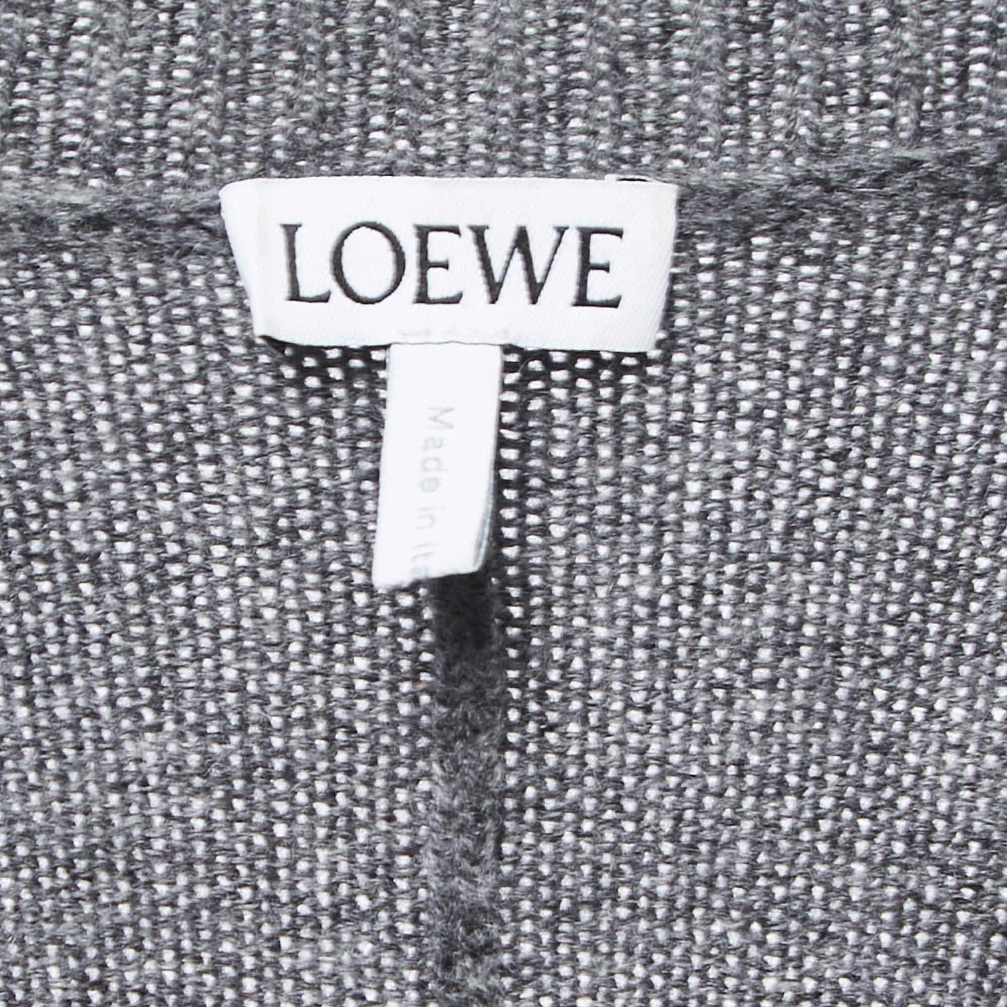 Women's Loewe Grey Cashmere V-Neck Asymmetric Sweater S