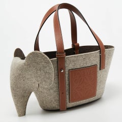 Loewe Grey Felt And Leather Elephant Tote