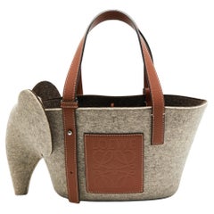 Loewe Grey Felt And Leather Elephant Tote