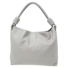 Loewe Grey Leather Flamenco Knot Hobo