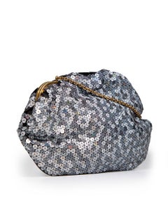 Loewe Grey Sequin Embellished Clasp Chain Clutch