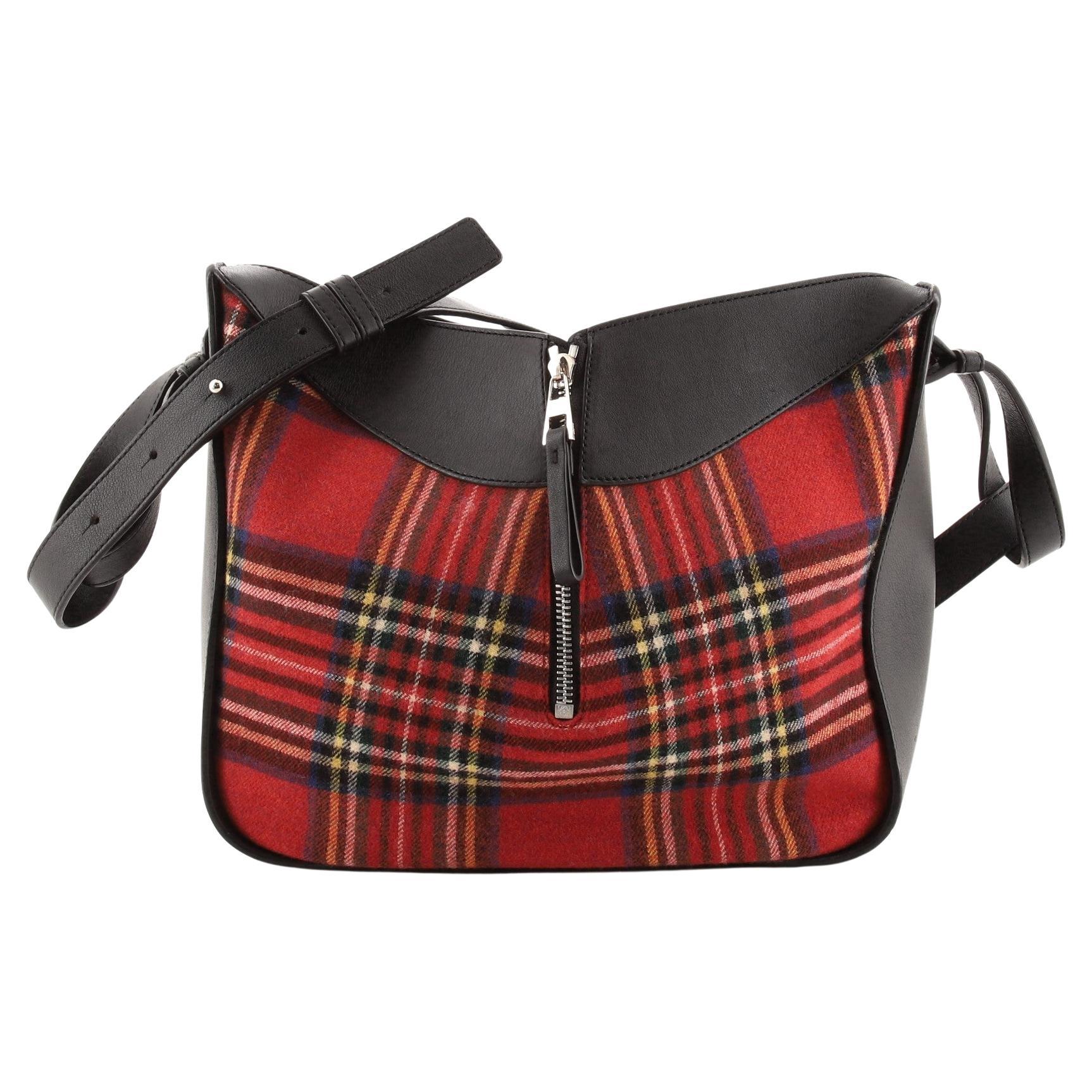 red tartan clutch bag