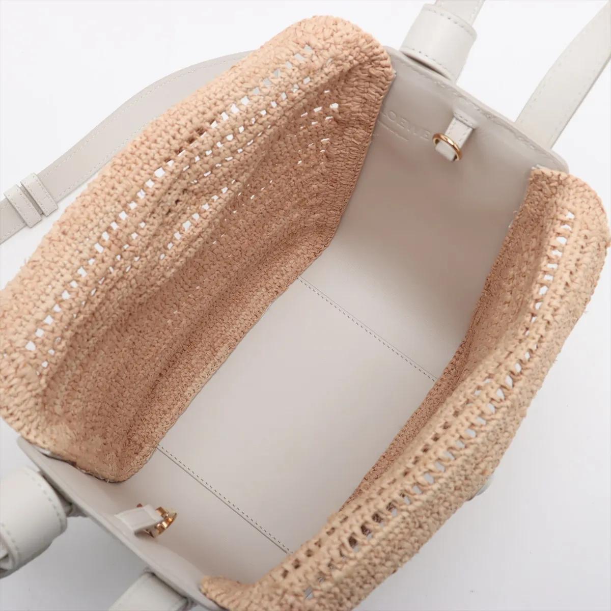 *Loewe Hammock Borsa a tracolla compatta in pelle di rafia Bianco x Beige in vendita 4