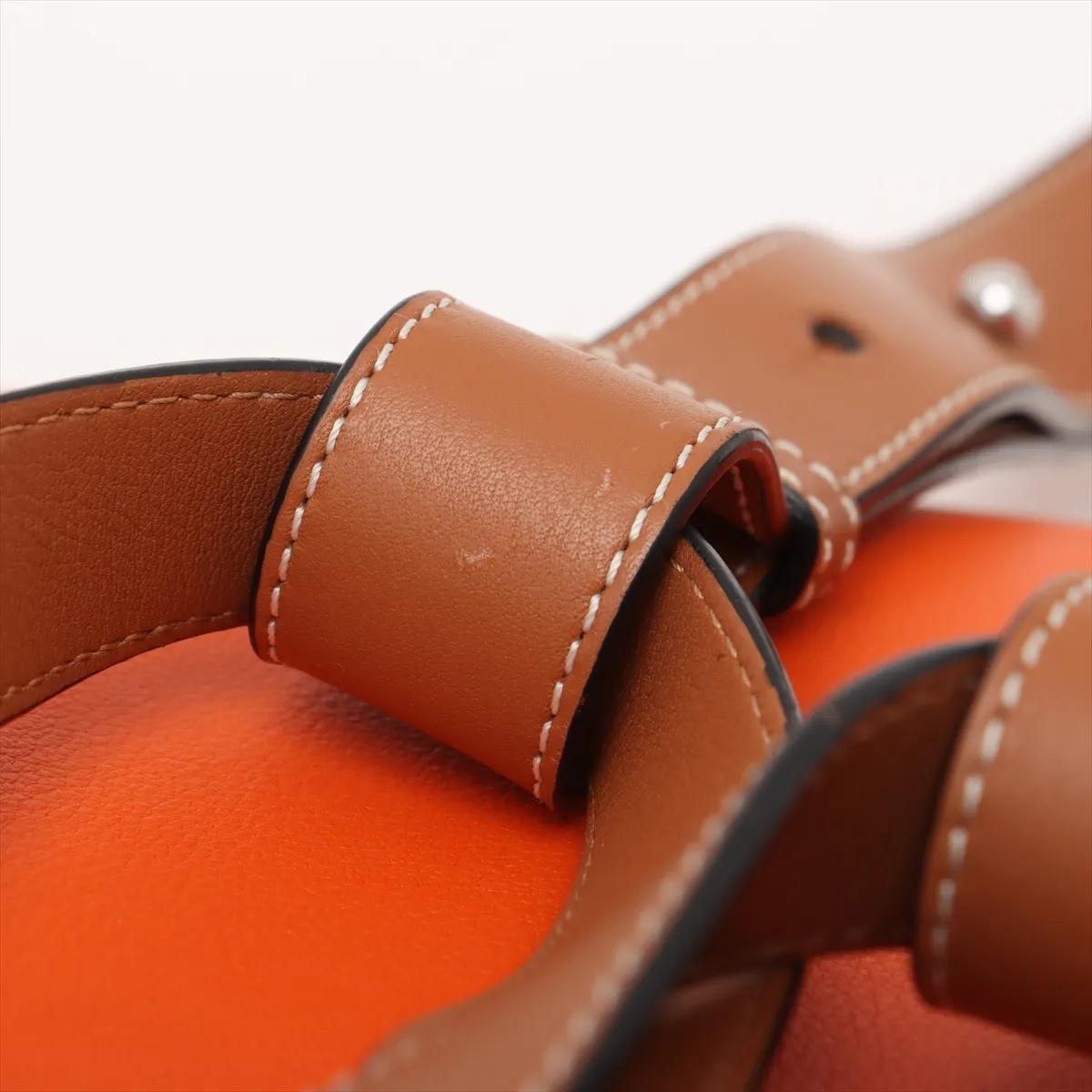 *Loewe Hammock Drawstring Medium Borsa a tracolla in pelle e paglia Marrone x Arancione in vendita 10