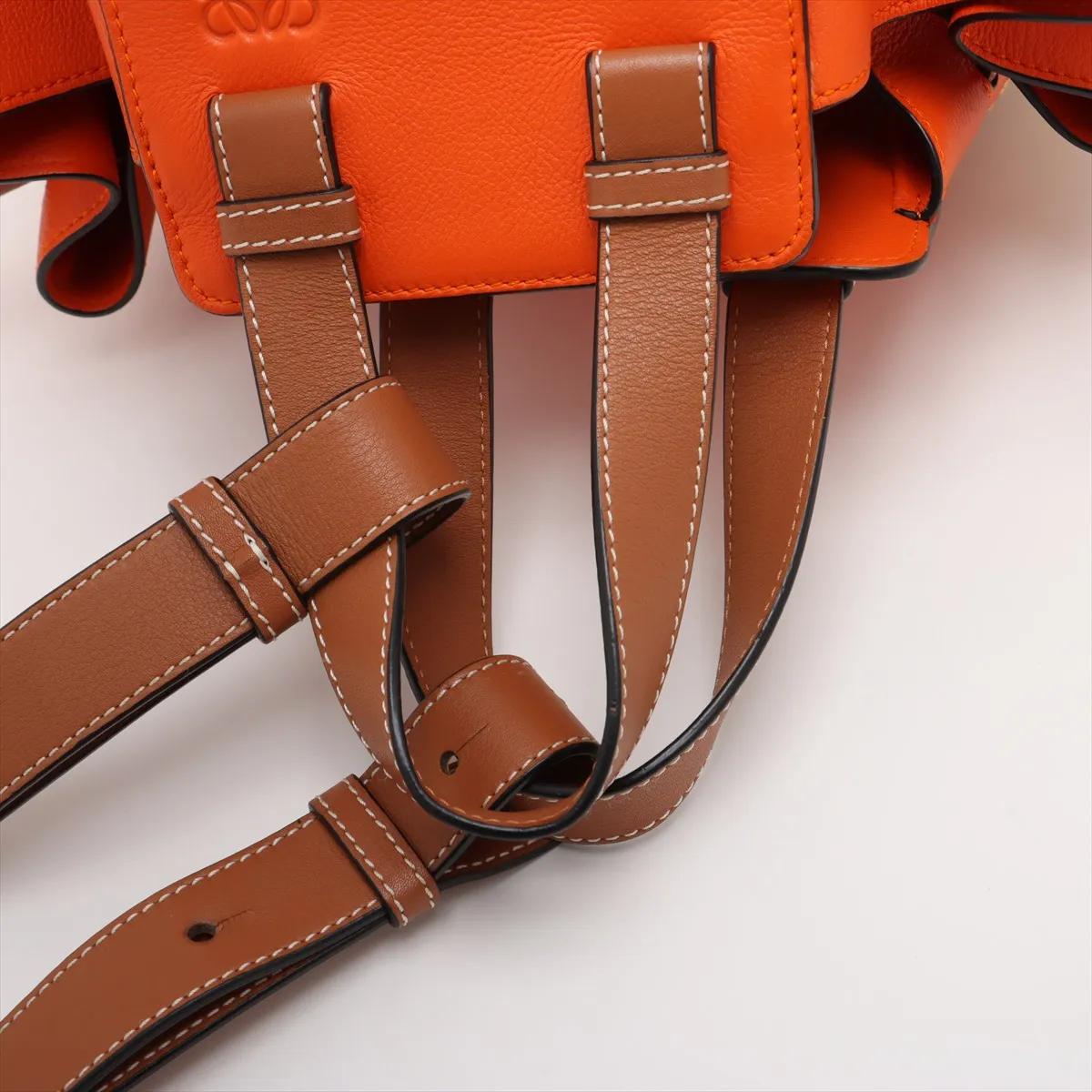 *Loewe Hammock Drawstring Medium Borsa a tracolla in pelle e paglia Marrone x Arancione in vendita 2