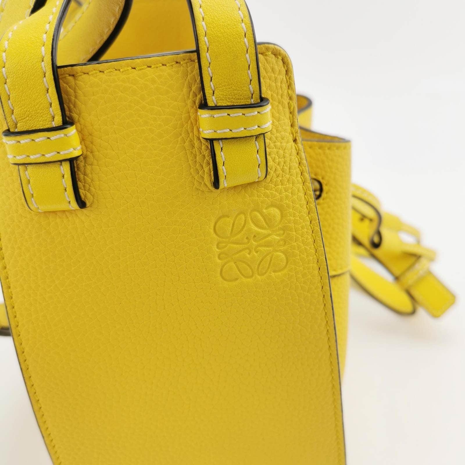 Loewe Hammock Mini Yellow Calfskin Leather Top Handle Crossbody Bag 4