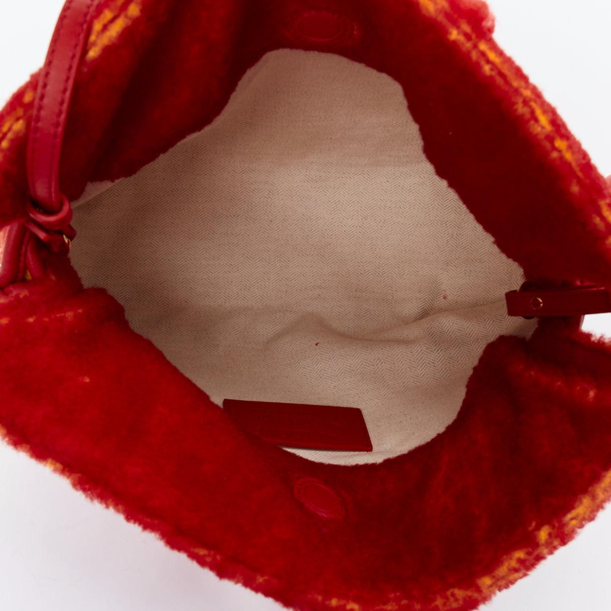 LOEWE Howls Moving Castle Flamenco Calcifer red yellow shearling clutch bag 5