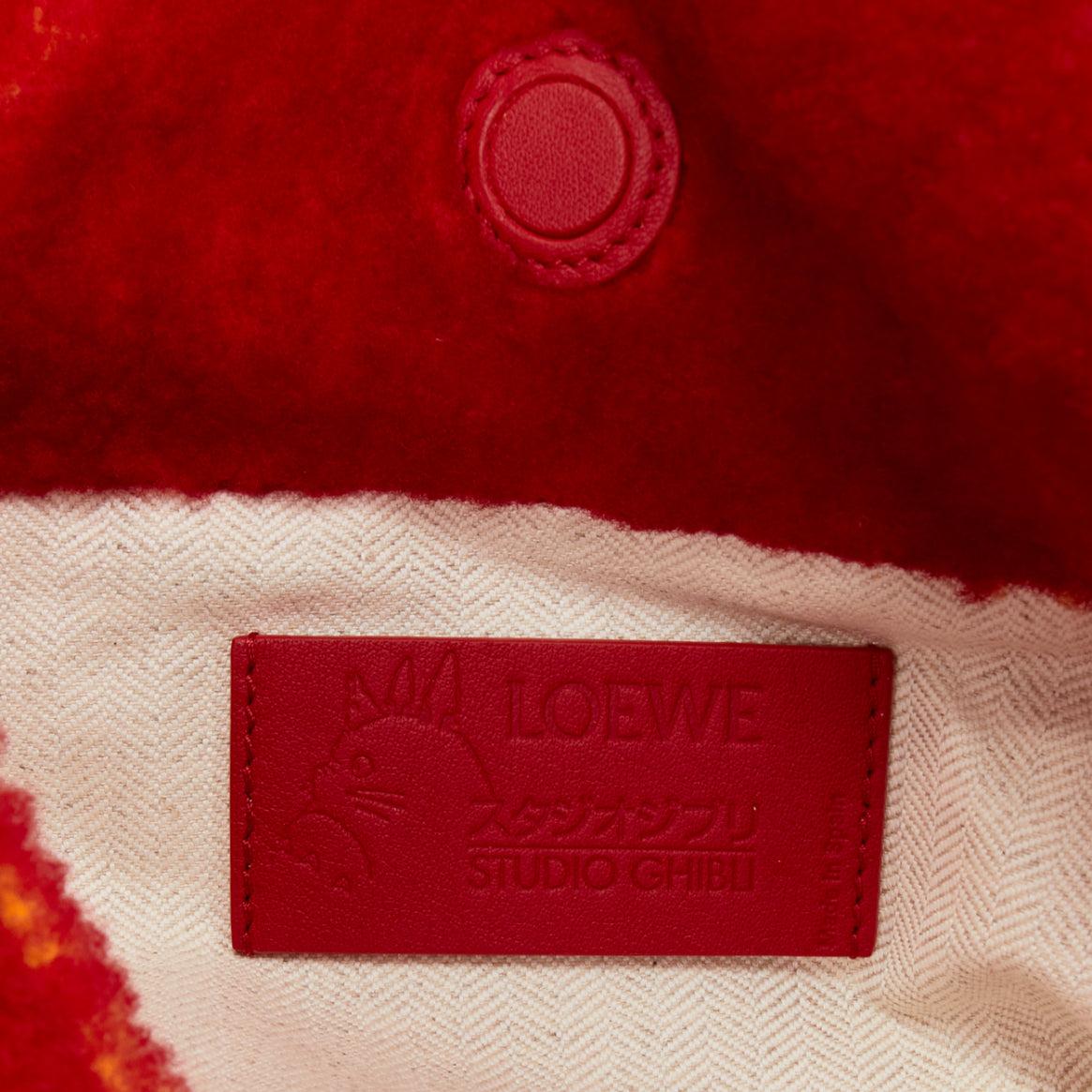 LOEWE Howls Moving Castle Flamenco Calcifer red yellow shearling clutch bag 6