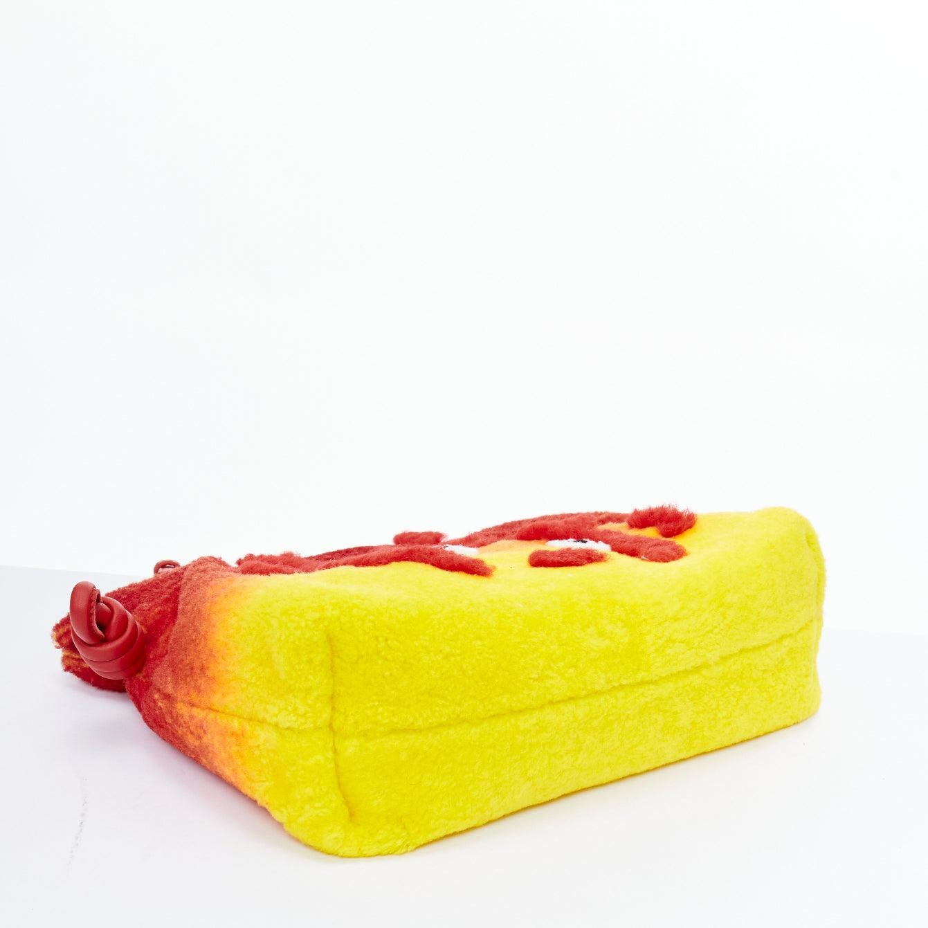 LOEWE Howls Moving Castle Flamenco Calcifer red yellow shearling clutch bag 1