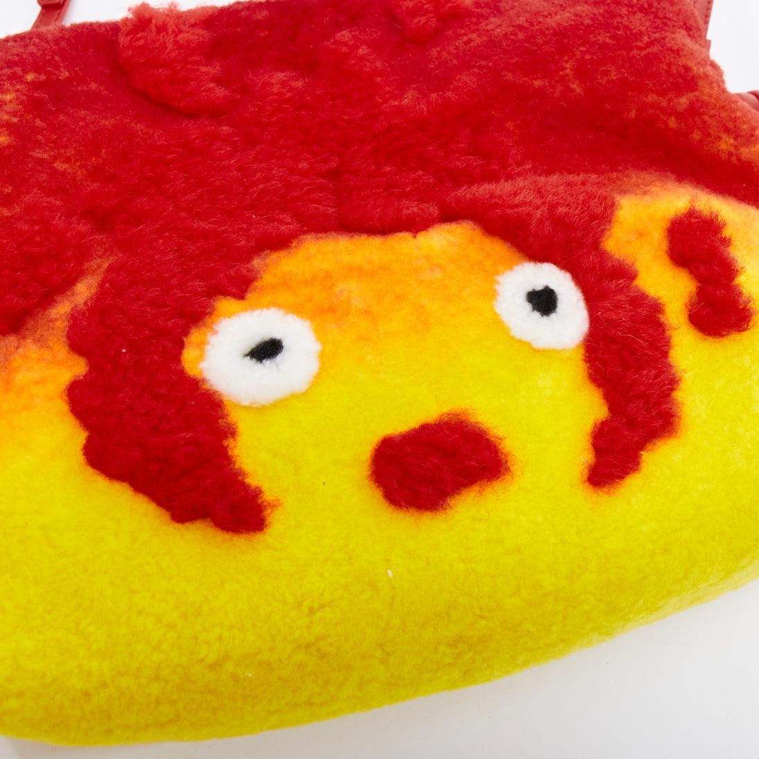 LOEWE Howls Moving Castle Flamenco Calcifer red yellow shearling clutch bag 2