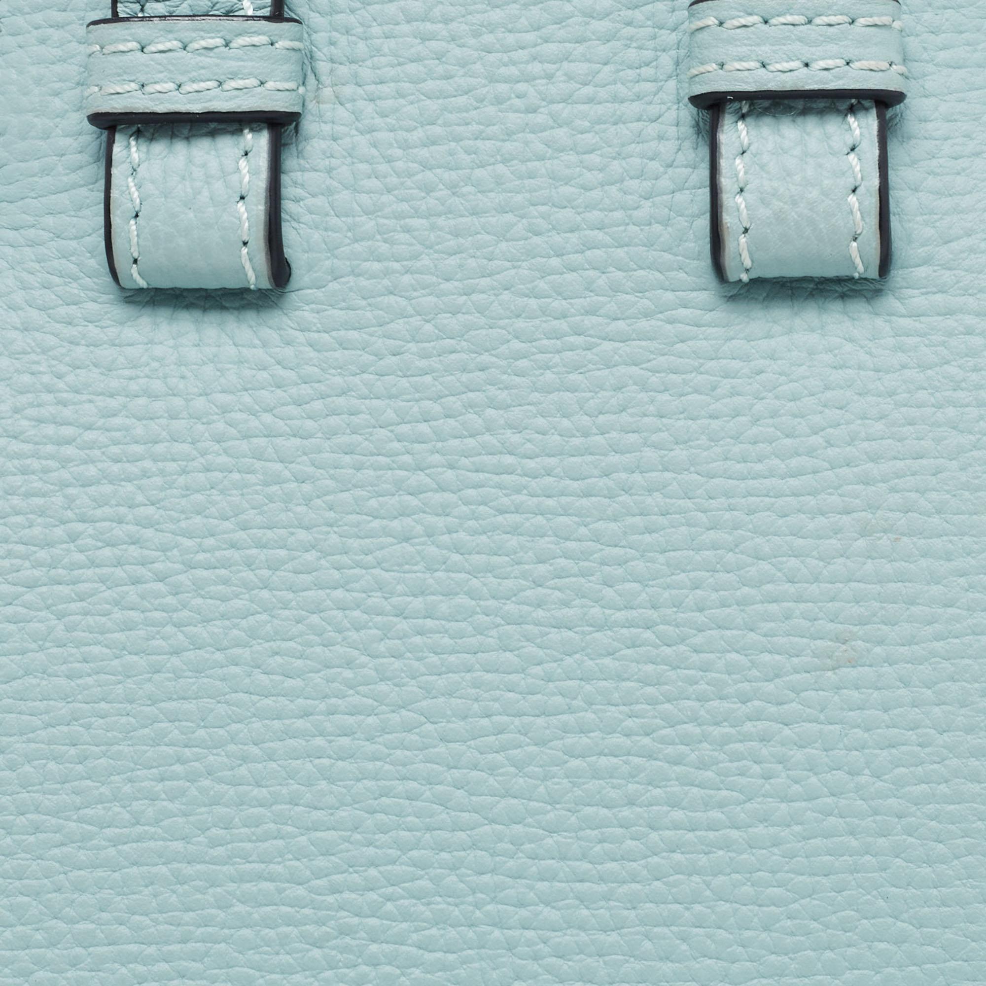 Loewe Ice Blue Leather Mini Hammock Drawstring Bag 2