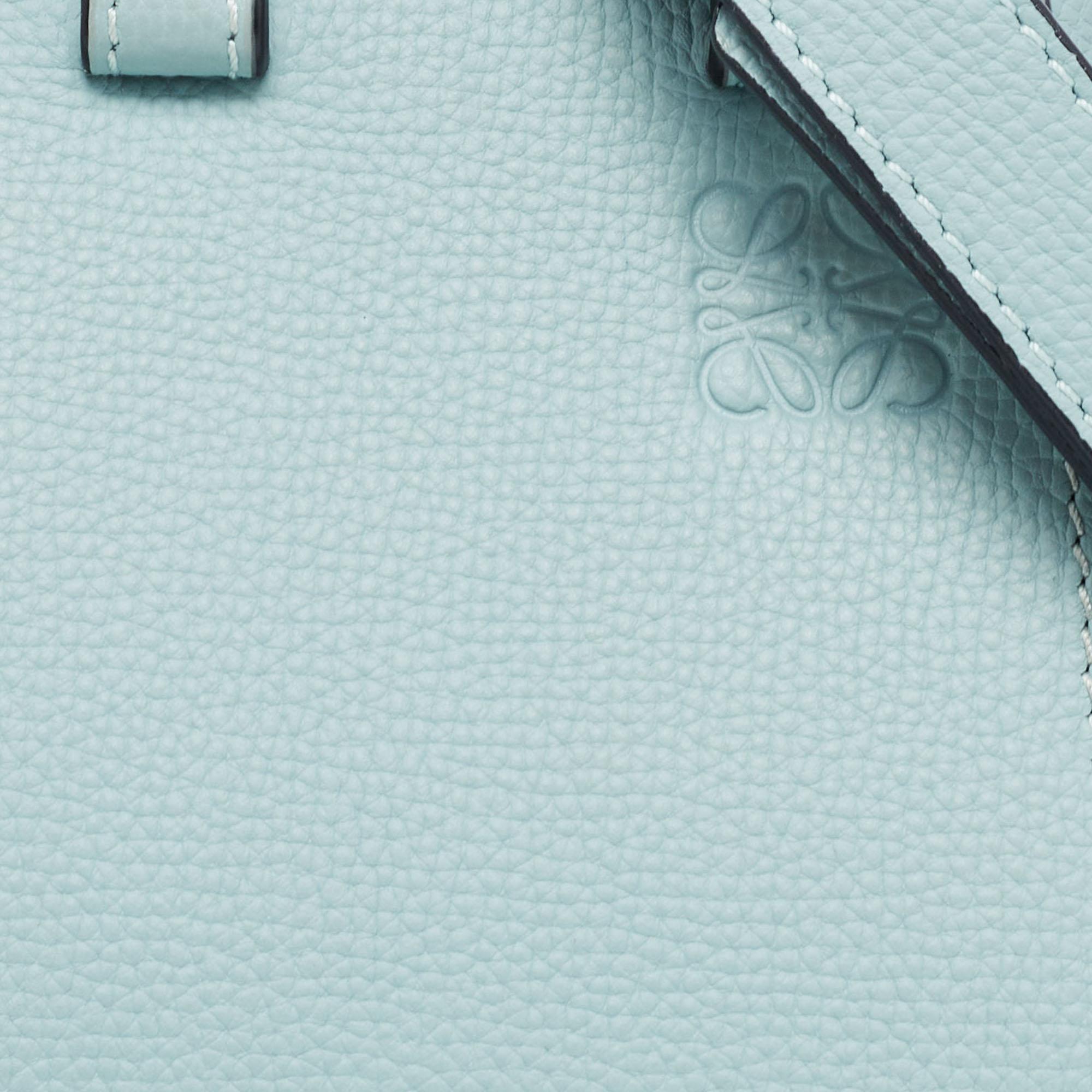 Loewe Ice Blue Leather Mini Hammock Drawstring Bag 4