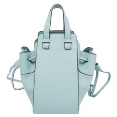 Loewe Ice Blue Leather Mini Hammock Drawstring Bag