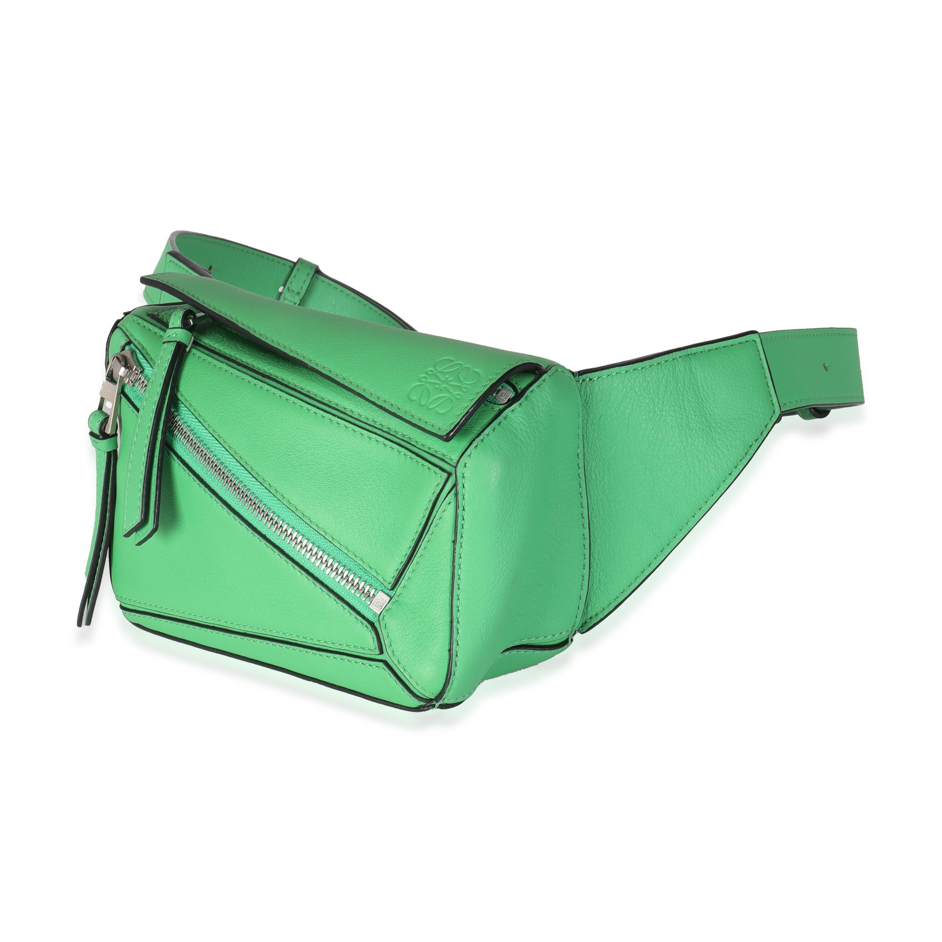 Women's Loewe Jungle Green Calfskin Mini Puzzle Belt Bag For Sale