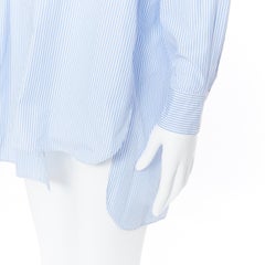 LOEWE JW ANDERSON 100% blue white striped cotton bib collar long line shirt S