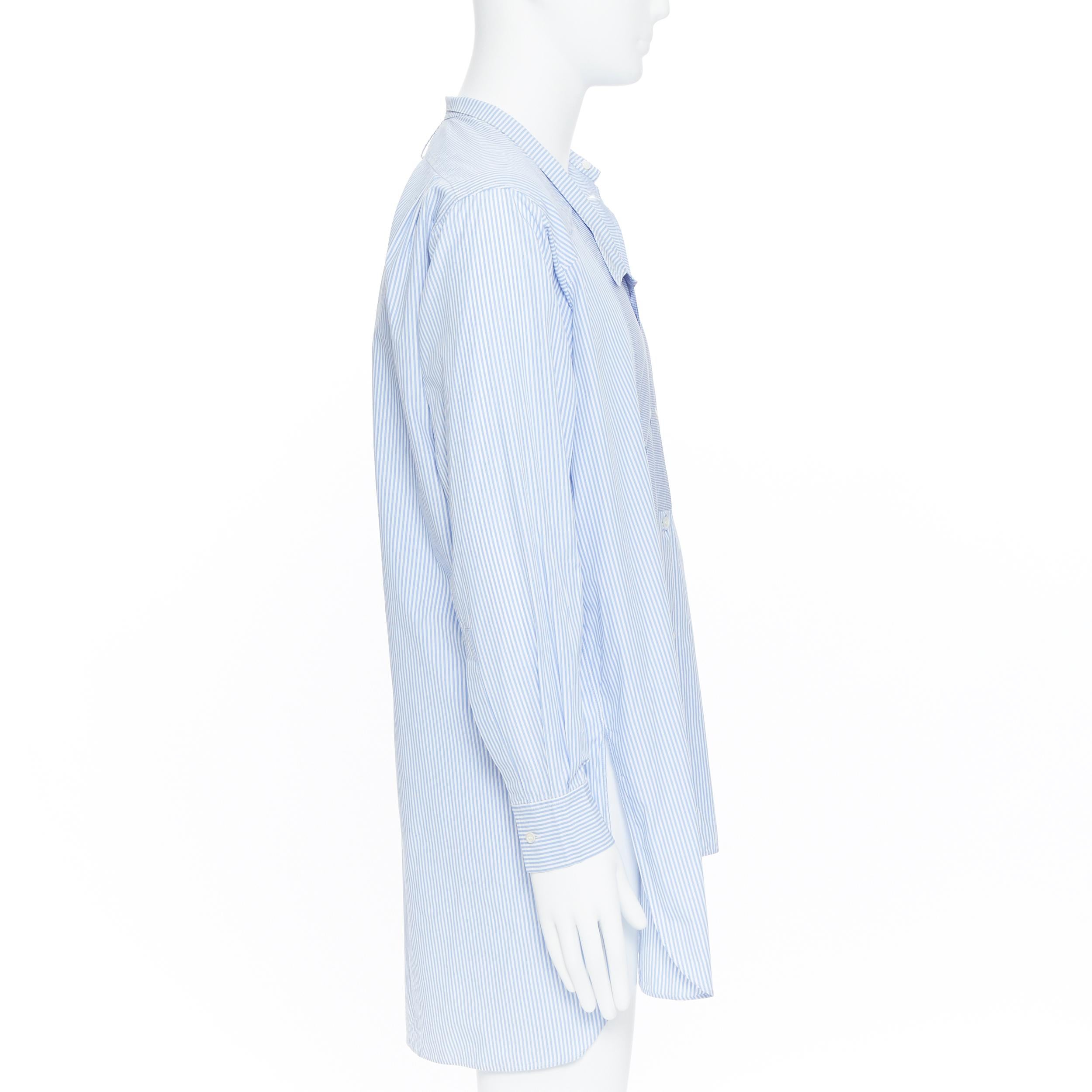 Blue LOEWE JW ANDERSON 100% blue white striped cotton bib collar long line shirt S