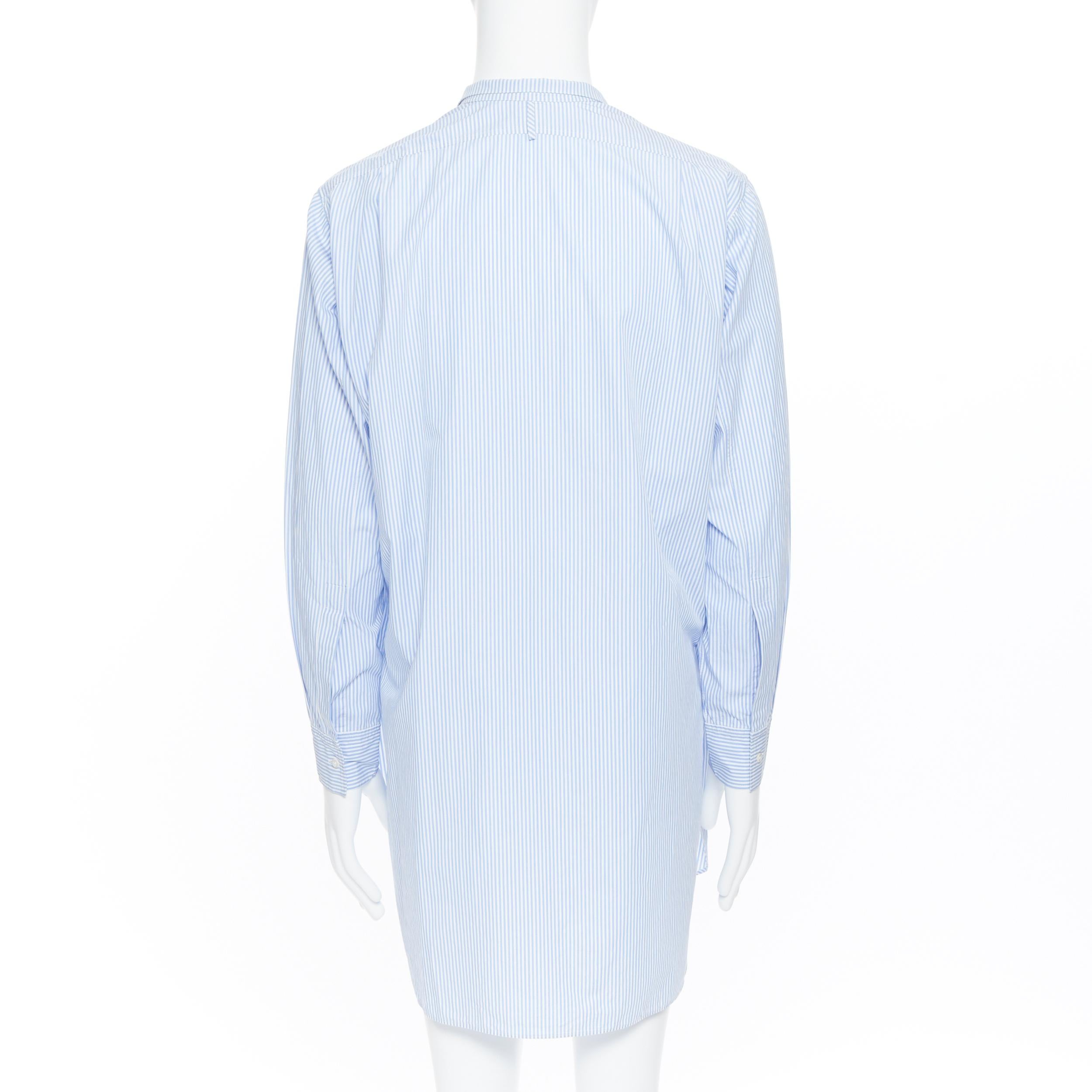 LOEWE JW ANDERSON 100% blue white striped cotton bib collar long line shirt S In Excellent Condition In Hong Kong, NT