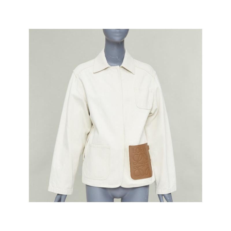 LOEWE JW ANDERSON Anagram brown calfskin leather workwear jacket FR34 XS