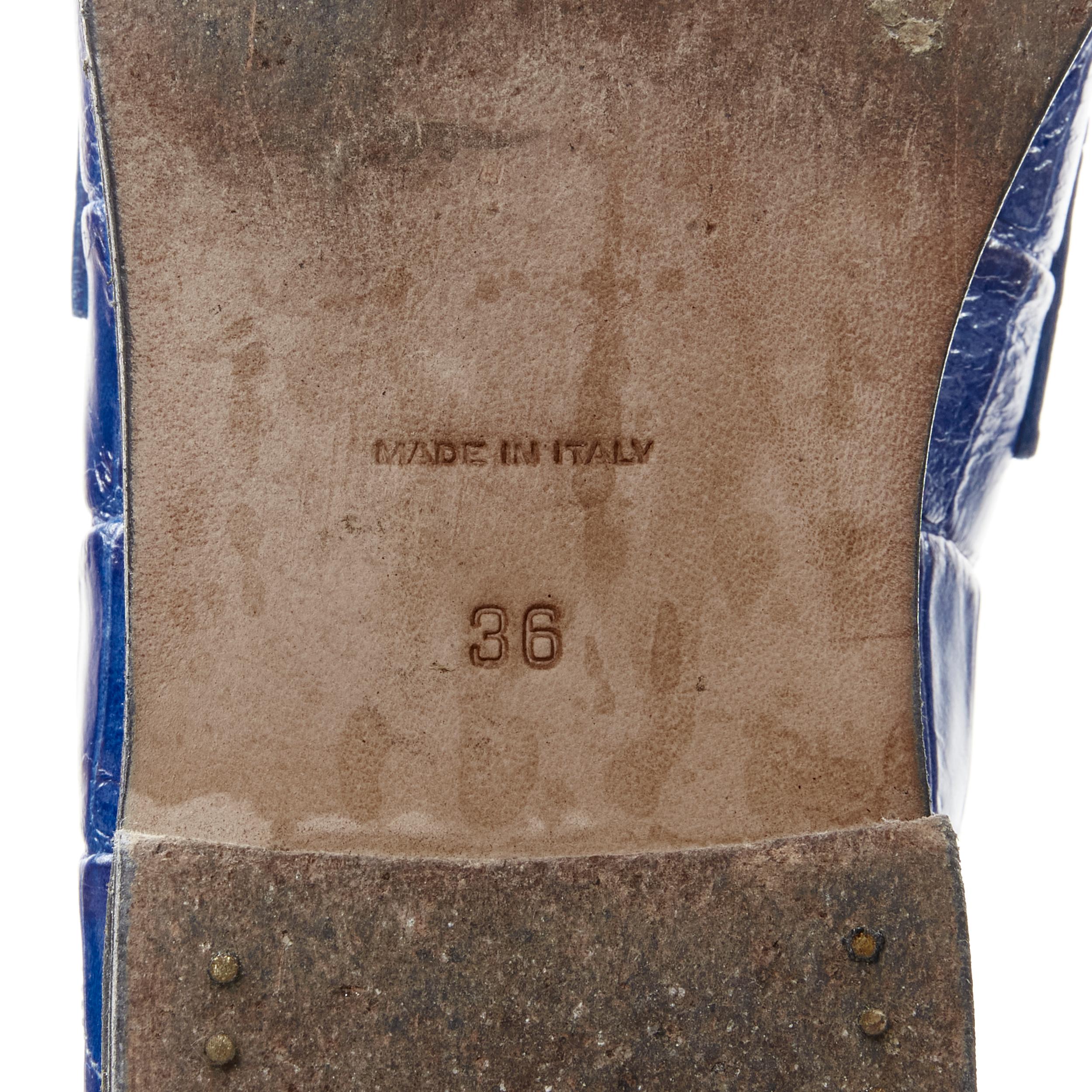 LOEWE JW ANDERSON cobalt blue brown leather step back loafer EU36 For Sale 6