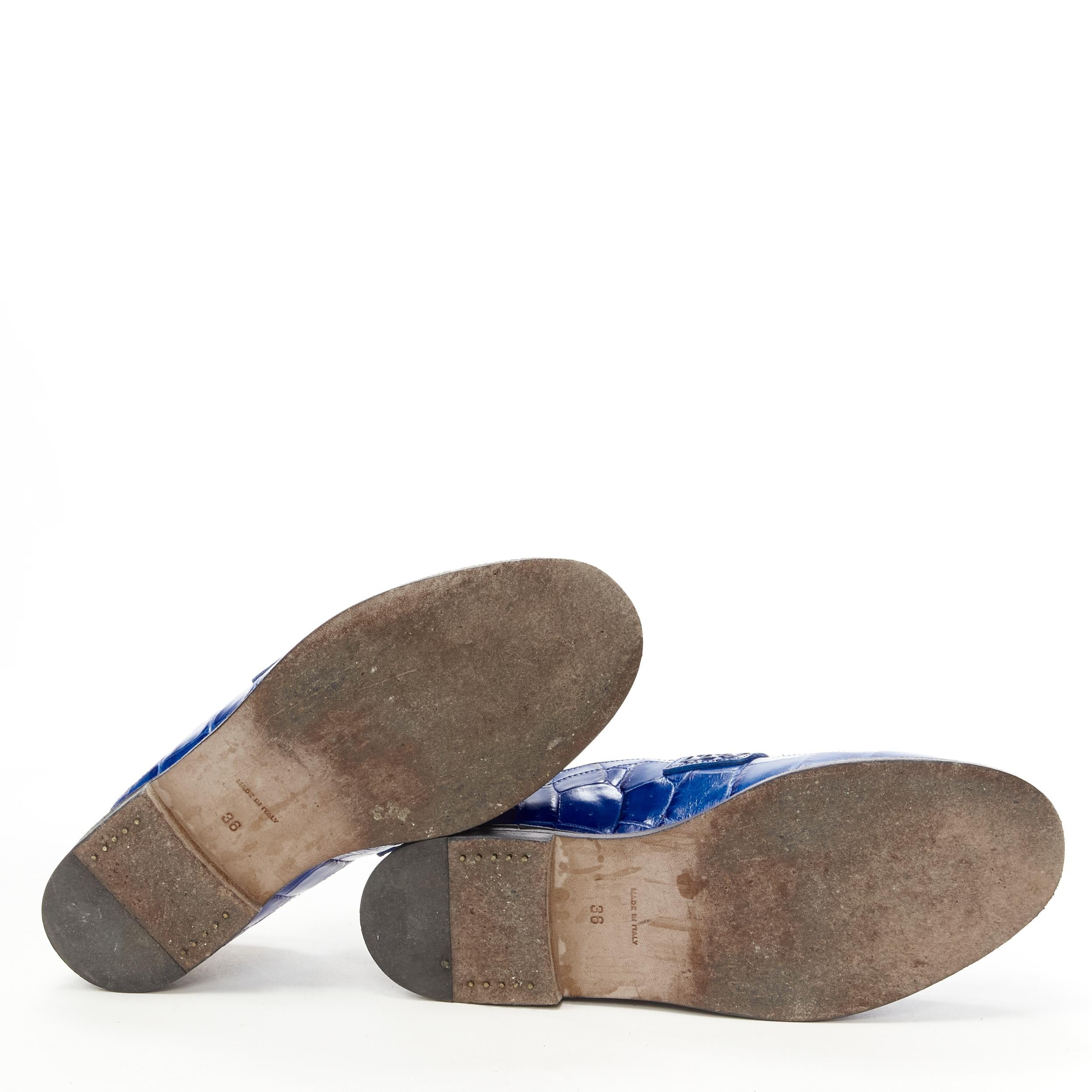 LOEWE JW ANDERSON cobalt blue brown leather step back loafer EU36 For Sale 7