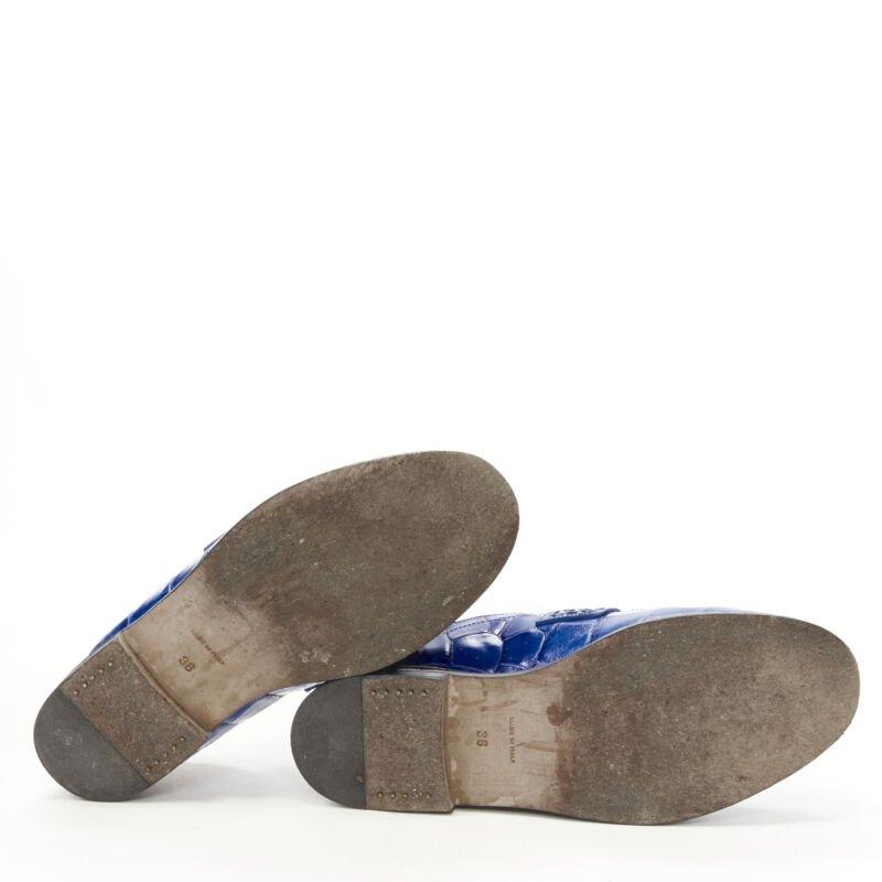 LOEWE JW ANDERSON cobalt blue brown leather step back loafer EU36 For Sale 6