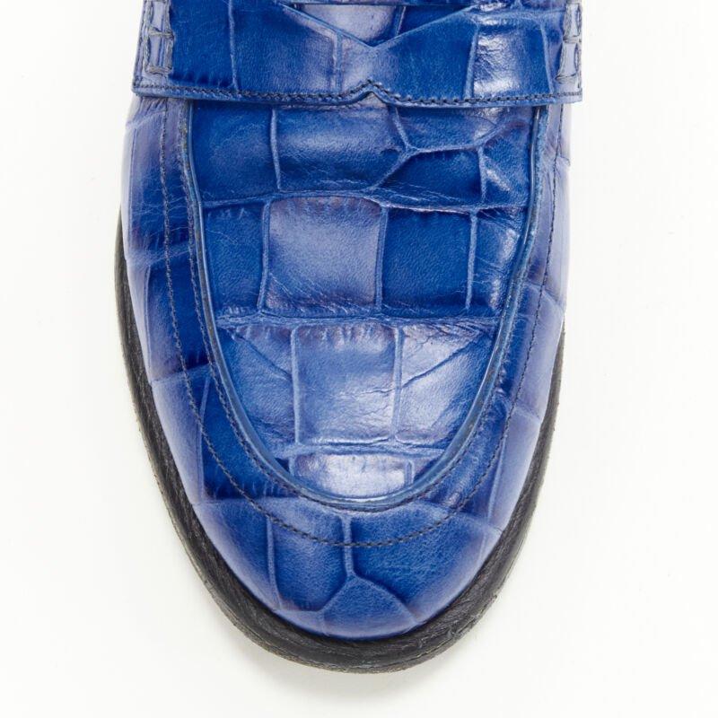 LOEWE JW ANDERSON cobalt blue brown leather step back loafer EU36 For Sale 1
