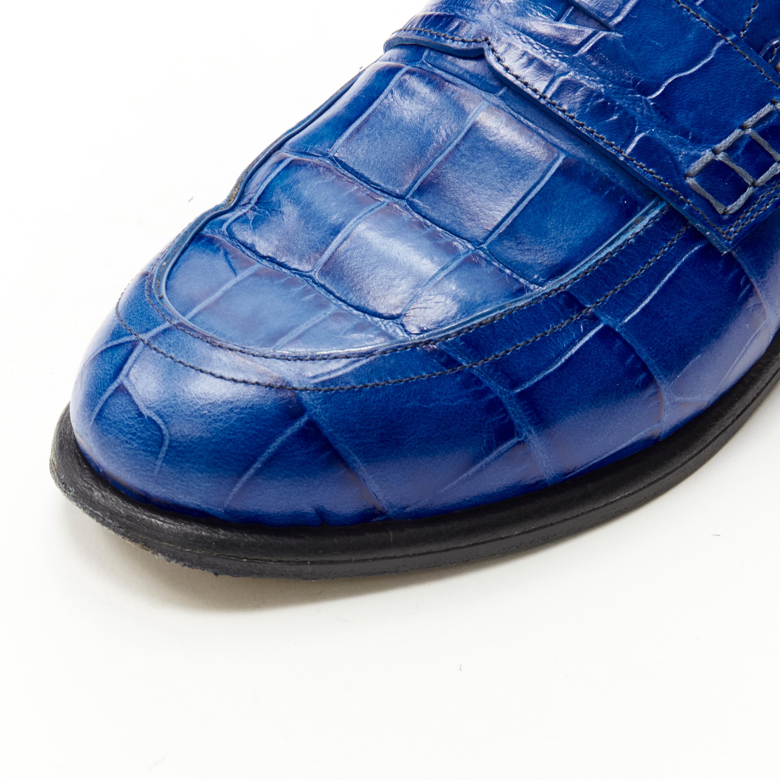 LOEWE JW ANDERSON cobalt blue brown leather step back loafer EU36 For Sale 3