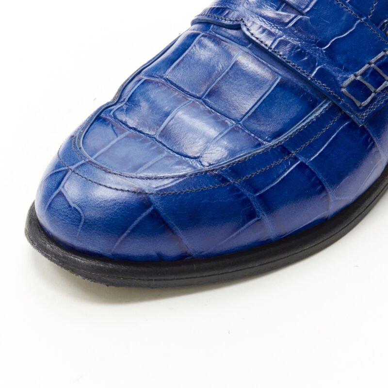 LOEWE JW ANDERSON cobalt blue brown leather step back loafer EU36 For Sale 2