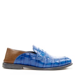 Mocassins LOEWE JW ANDERSON en cuir bleu cobalt et marron à revers EU36