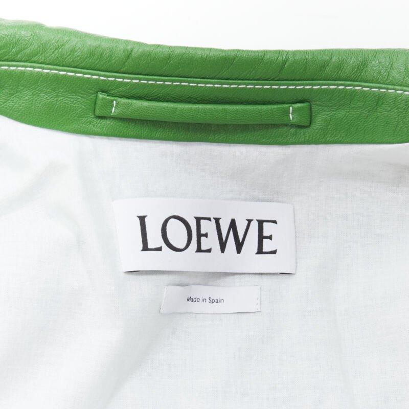 LOEWE JW ANDERSON kelly green leather moto biker jacket S For Sale 5